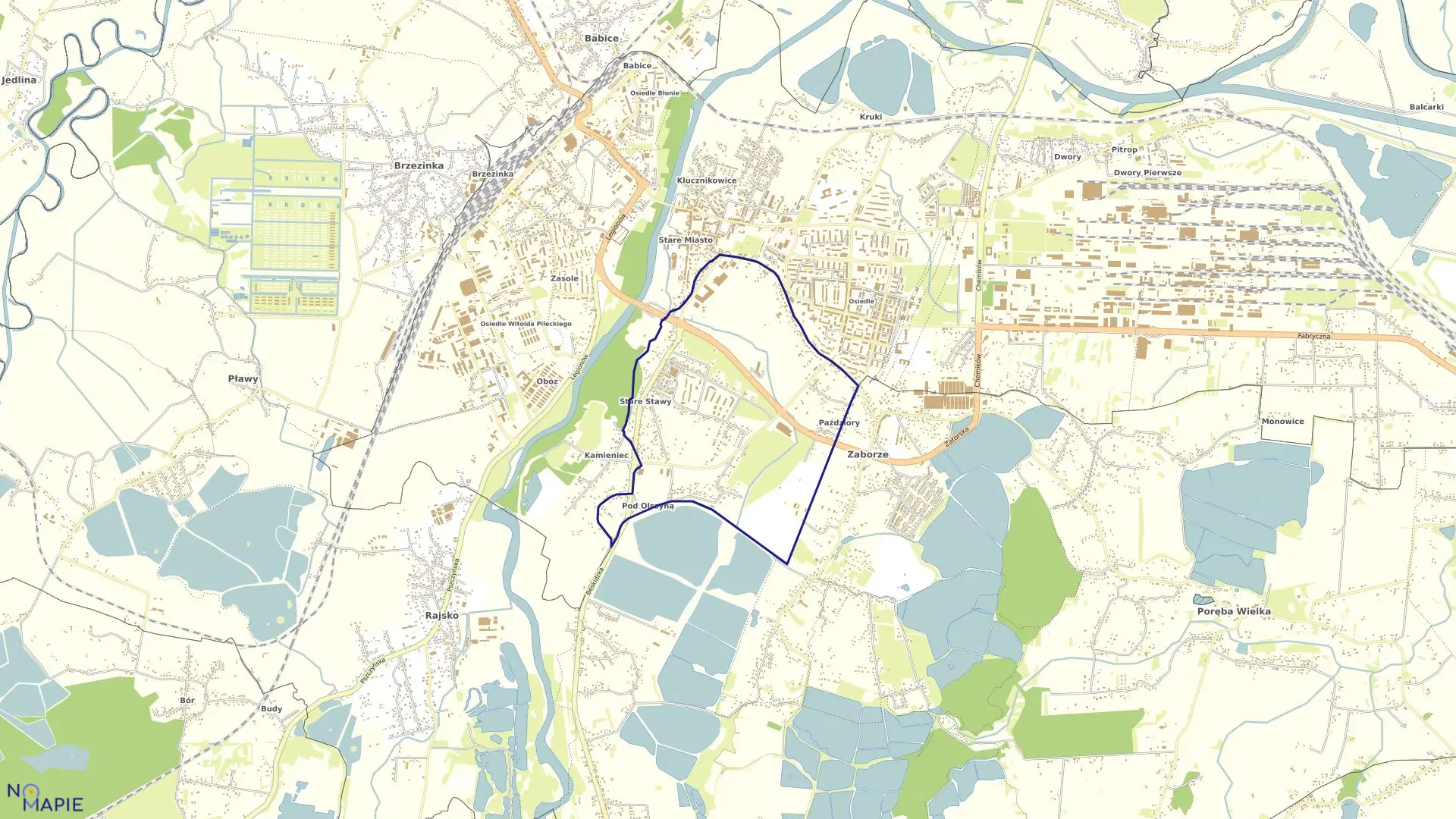 Mapa obrębu Stare Stawy w mieście Oświęcim